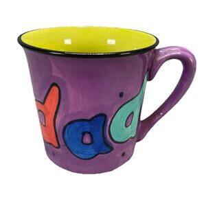 Vintage Mary Rose Young Pottery "Grandad" Mug Purple Yellow Coffee Cup Tea Cup